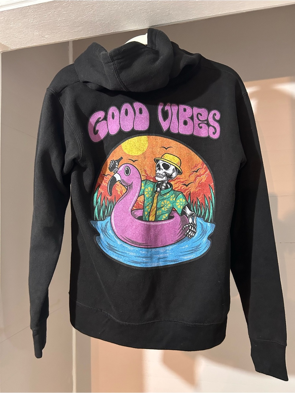 Good Vibes Graphic Zip-Up Hoodie - Black